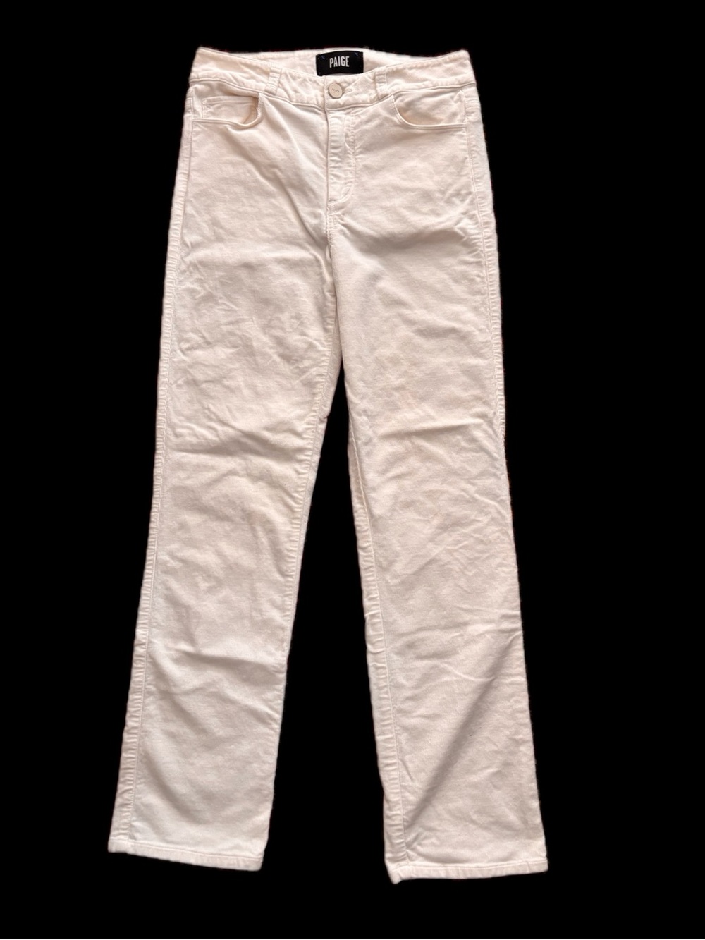 PAIGE Cream Corduroy High-Rise Straight Jeans